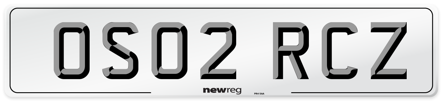 OS02 RCZ Number Plate from New Reg